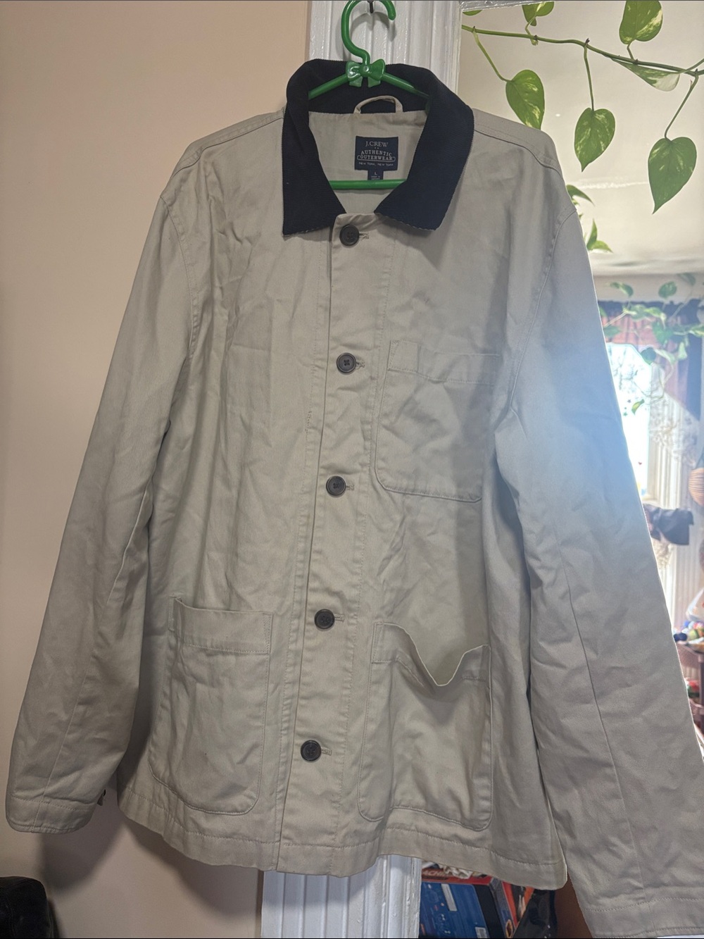 J. Crew Light Tan Field Jacket with Black Collar